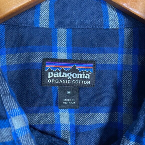 Patagonia Mens Organic Cotton Blue Plaid‎ Button-Up Long-Sleeve Shirt Size M - Picture 2 of 8